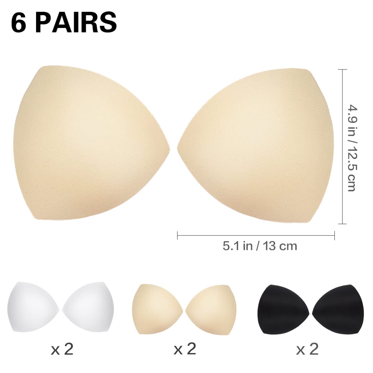 Abaodam 6 Pairs Bra Pads Inserts Spongy Bra Inserts Push Up Breast Pads For Women