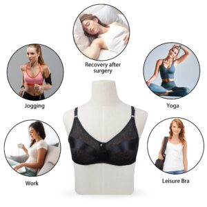 Pocket Bra for Crossdressing Mastectomy Prosthesis Breast Forms Underwired Post-Surgery Bra Black 46/105D