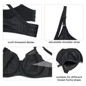 Pocket Bra for Crossdressing Mastectomy Prosthesis Breast Forms Underwired Post-Surgery Bra Black 46/105D