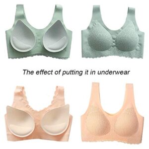 KAHIOE 1 pair teardrop shape latex breast pad Insert Women's Bra Pads Breast Enhancer Chest Push Up Cups for Swimsuits Yoga (Beige, XXL)