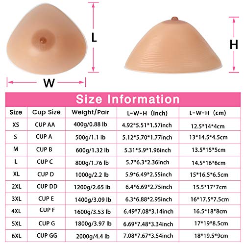 Vollence B Cup Triangle Silicone Breast Forms Fake Boobs for Mastectomy Prosthesis Crossdresser Transgender Suntan