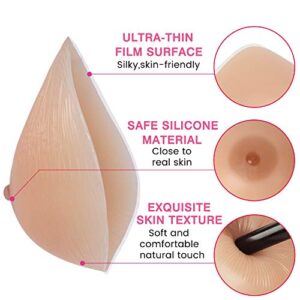 Vollence B Cup Triangle Silicone Breast Forms Fake Boobs for Mastectomy Prosthesis Crossdresser Transgender Suntan