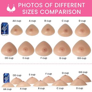 Vollence B Cup Triangle Silicone Breast Forms Fake Boobs for Mastectomy Prosthesis Crossdresser Transgender Suntan
