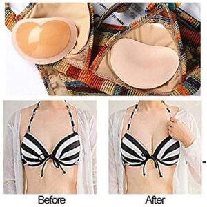 Silicone Bra Inserts Pads Self-Adhesive Bra Enhancer Breathable Push Up Bra Pads Lift Breast Pads (Beige - 3 pairs)