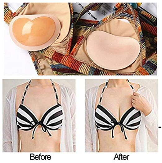 Silicone Bra Inserts Pads Self-Adhesive Bra Enhancer Breathable Push Up Bra Pads Lift Breast Pads (Beige - 3 pairs)