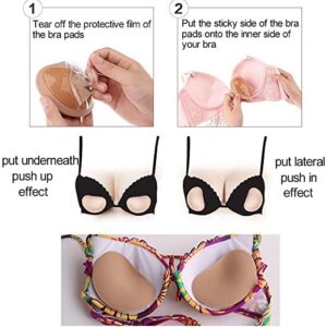 Silicone Bra Inserts Pads Self-Adhesive Bra Enhancer Breathable Push Up Bra Pads Lift Breast Pads (Beige - 3 pairs)