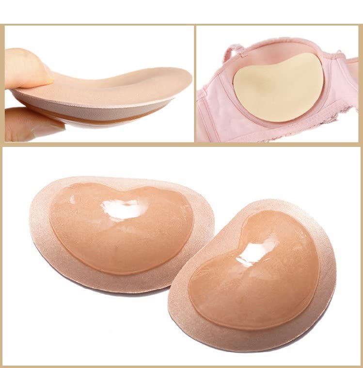 Silicone Bra Inserts Pads Self-Adhesive Bra Enhancer Breathable Push Up Bra Pads Lift Breast Pads (Beige - 3 pairs)