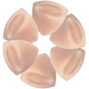 DAYKIT 3 Pairs Removeable Push up Triangle Bra Pads Inserts for Bikinis Top Sport Bra Swimsuit for C D Cups-Beige