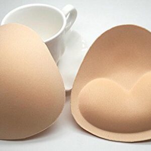 Elandy 1Pair Beige Reusable Breathable Sponge Bikini Breast Enhancers-Thickening Swimwear Bra Insert Pad Swimwear Push-up Booster Pads (Style A)