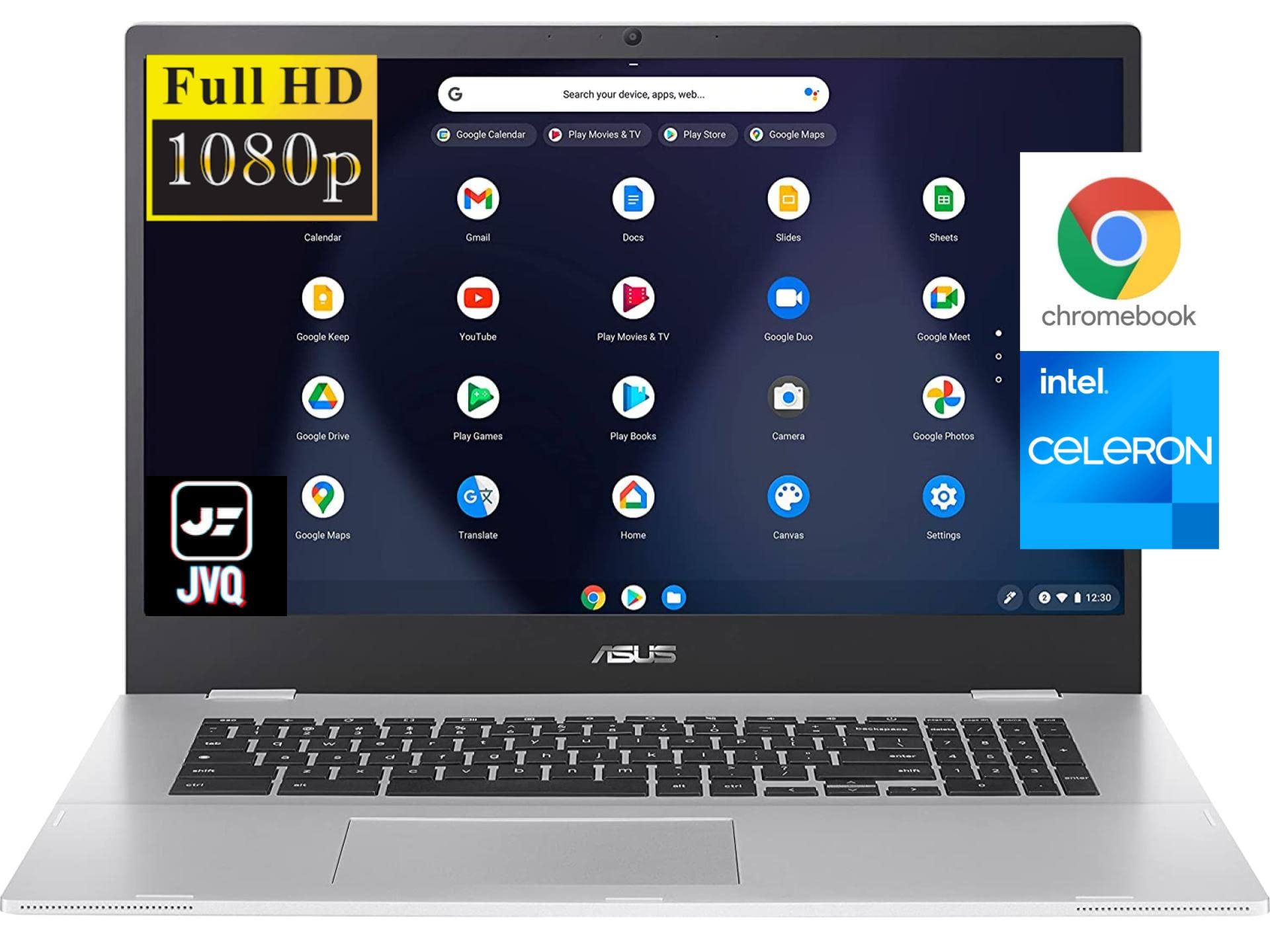 Asus Newest Chromebook 17.3" FHD Laptop Computer, Intel Celeron N4500(Up to 2.8GHz), 4GB RAM, 128GB Space(64GB eMMC+64GB Card), WiFi, Bluetooth, Webcam, USB Type-C, Silver, Chrome OS, JVQ MP