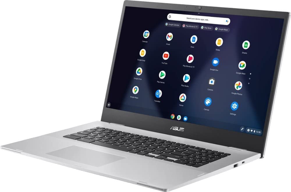 Asus Newest Chromebook 17.3" FHD Laptop Computer, Intel Celeron N4500(Up to 2.8GHz), 4GB RAM, 128GB Space(64GB eMMC+64GB Card), WiFi, Bluetooth, Webcam, USB Type-C, Silver, Chrome OS, JVQ MP