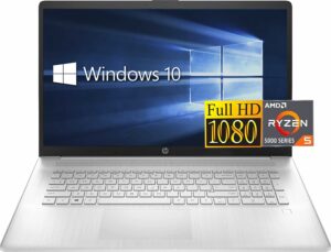 hp newest 17.3" fhd laptop, amd ryzen 5 5500u, 6-core up to 4.0ghz, 32gb ram, 2tb nvme ssd, usb-c, numeric keypad, fingerprint, hdmi, webcam, wifi, win 10s or win 11s, bundle with jawfoal