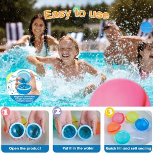 Reusable Water Balloons 12 Pcs, Silicone Water Ball Magnetic Self-Sealing Easy Quick Fill, Outdoor Water Toys for Kids Adults, Pool Beach Bath Water Balls Toys, Summer Fun Party Supplies