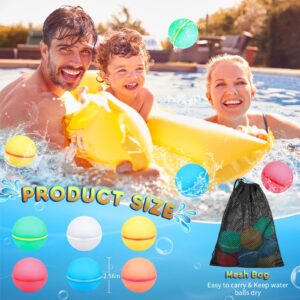 Reusable Water Balloons Refillable Water Bomb, Soft Silicone Water Balls with Mesh Bag, Quick Fill & Self-Sealing Water Balloons for Water Fight Games, Outdoor Water Toys for Kids Adults,8pcs