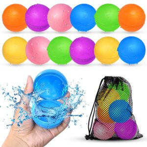 soppycid 12pcs reusable water balloons, pool beach water toys for boys and girls, outdoor summer toys for kids ages 3-12, magnetic water ball for outdoor activities