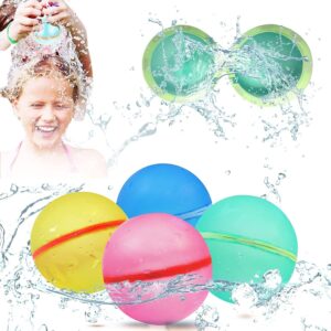 reusable water balloons refillable water bomb splash balls quick fill self sealing (4 pack)