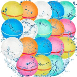 18 PCS Reusable Water Balloons Balls, Soft Silicone Quick Fill Balloons Splash Fun,Outdoor Backyard Summer Party Easy Quick Fun Water Fight Game for Swimming Pool, Summer Party Gift Pool