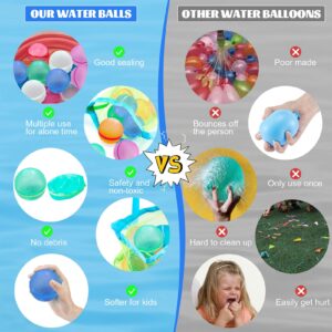 12 Pcs Reusable Water Balloons for Kids Adults, Quick Fill Magnetic Silicone Water Bomb, Outdoor Activities Water Games Toy Outside Summer Pool Party Supplies (12 Pcs)