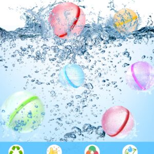 ALTOR Reusable Water Balloons, Magnetic Self Sealing Quick Fill Water Balloons, Latex-Free Silicone Water Balloons, No Pick UP after Water Fight Games, Summer Toys for Kids Adults (Glitter-15 Pcs)