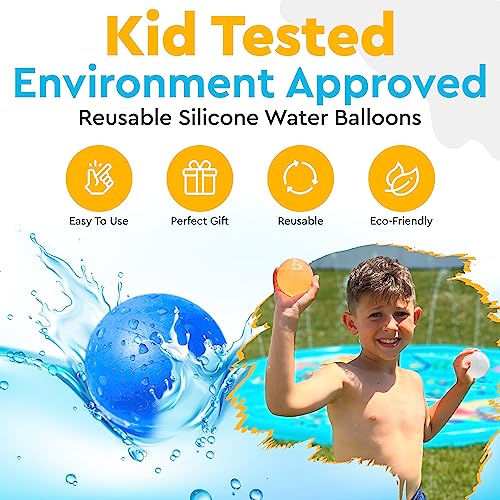 LEGACY KIDS Reusable water balloons For Kids, Water Balloons Quick Fill, Refillable Water Balloons For Kids, Reusable Water Balloons Magnetic, Reuse Water Balloons, Silicone (12) (Regular)