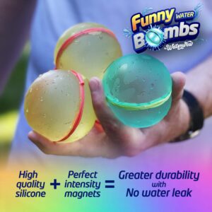 FUNNY Reusable Water Balloons, 24 Pcs, Refillable Water Balloons, Magnetic Water Balloon, Interactive Summer Toys