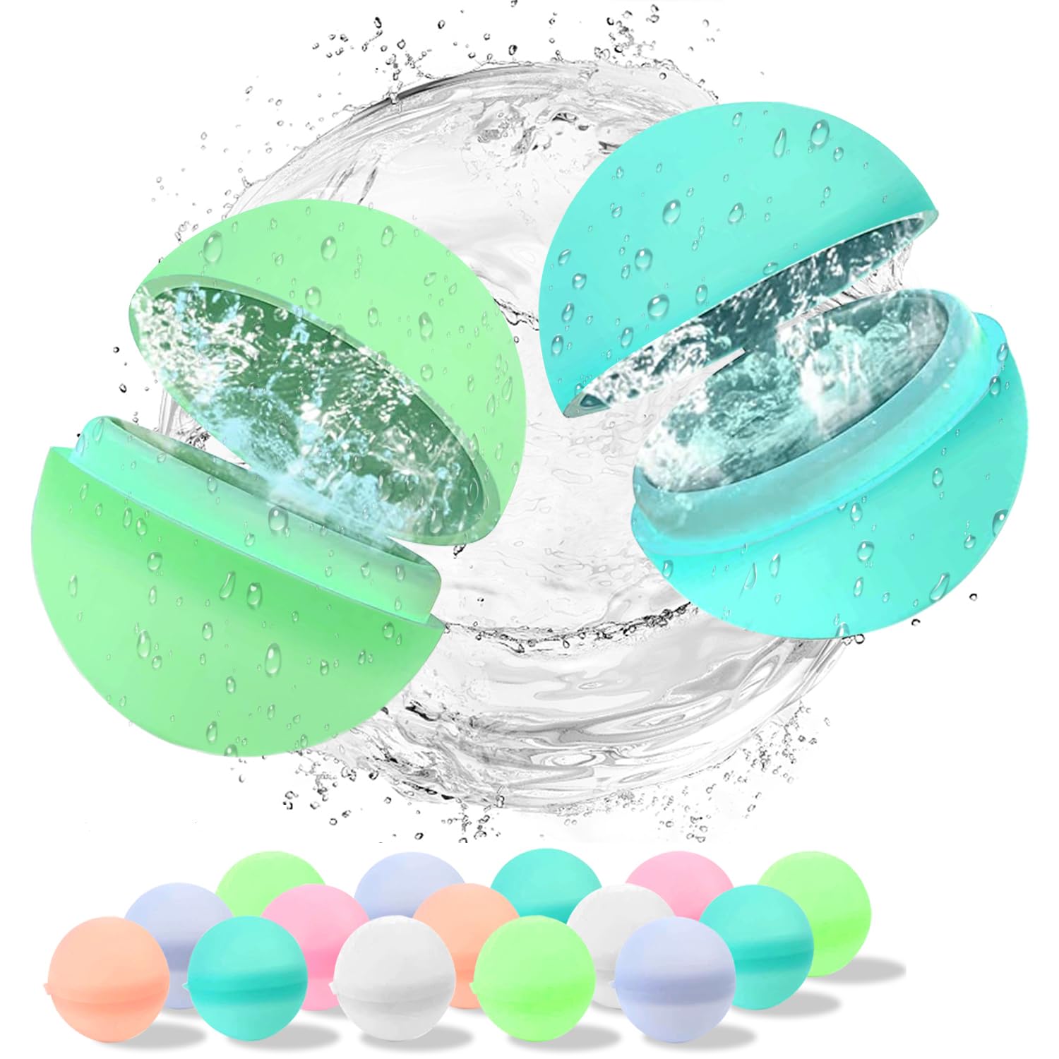 15Pcs Reusable Water Balloons - Latex-Free Soft Silicone Water Bomb Pool Toys, Quick-Fill Water Bomb for Kids & Adults All Ages Summer Fun Outdoor Party Games