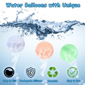 15Pcs Reusable Water Balloons - Latex-Free Soft Silicone Water Bomb Pool Toys, Quick-Fill Water Bomb for Kids & Adults All Ages Summer Fun Outdoor Party Games