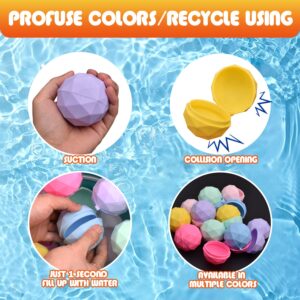 12pack Reusable Water Balloons Quick Fill Silicone Self-Sealing Water Ball, Water Toys for Summer Party Outdoor Pool Garden, 12 Pack