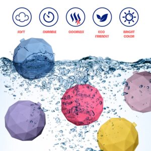 12pack Reusable Water Balloons Quick Fill Silicone Self-Sealing Water Ball, Water Toys for Summer Party Outdoor Pool Garden, 12 Pack