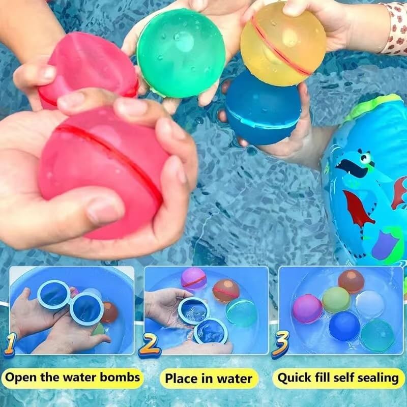 Water Balloon Balls, 20 pcs Reusable, No Latex, Splash Bomb with Net Mesh Bag, Magnetic Sealing Water Ball Bomb for Kids Adults Outdoor Activities Water Games Toy Summer Fun Party Supplies 20 pcs