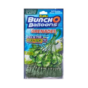 Bunch O Balloons 100 Grenade Rapid-Filling Self-Sealing Water Balloons by ZURU, (Model: 56112Q), Green