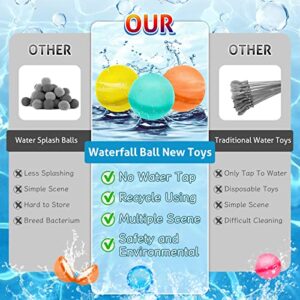 12PCS Silicone Reusable Water Balloons for Kids, Quick Fill Water Balls, Bomb Splash Ball, Magnetic Refillable Self Sealing Water Balloon, Summer Party Game Outdoor Waterballons