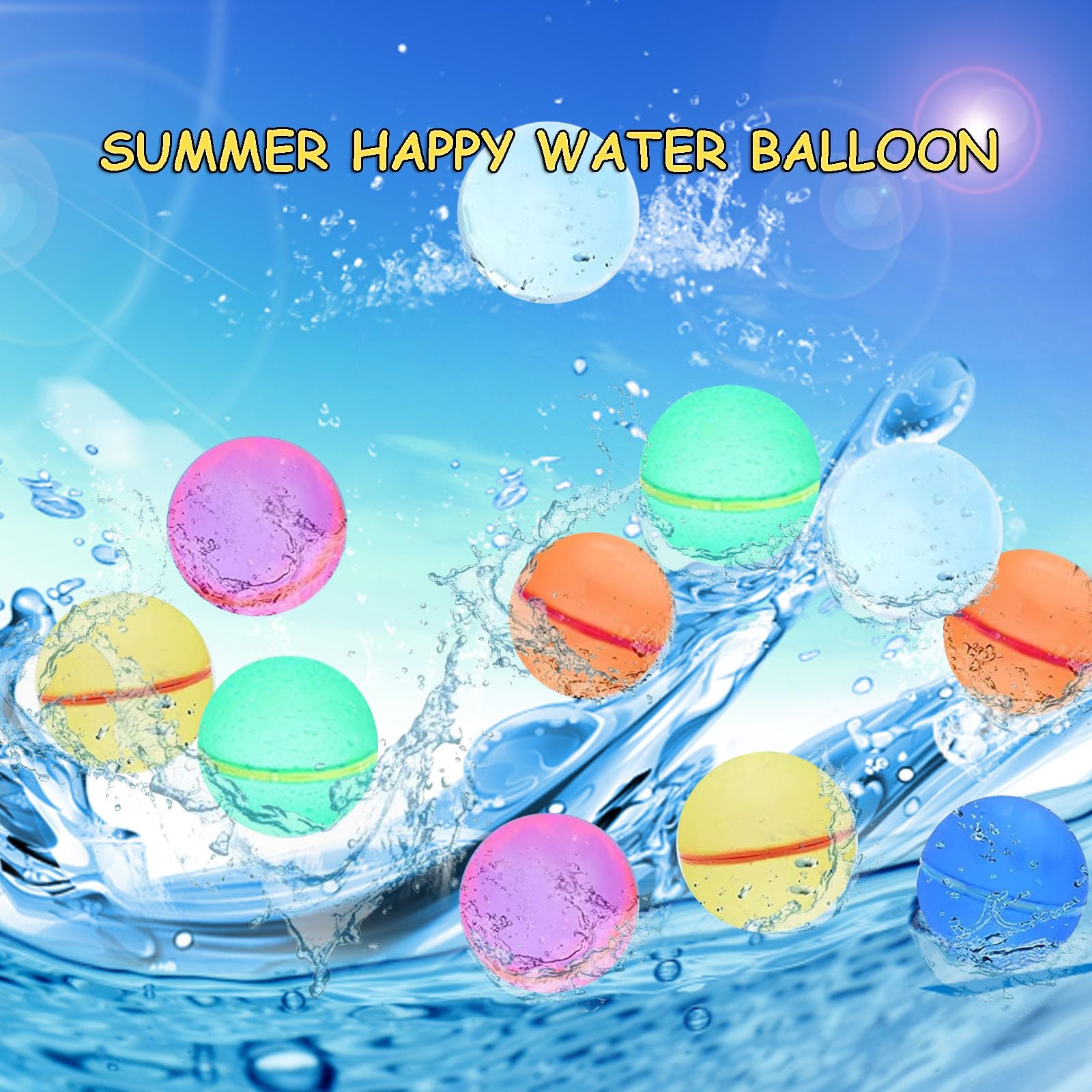 MSTOKIN 12 Pack Reusable Water Balloons for Kids, Quick Fill Water Balloon Toys for Outdoor Activities, Refillable Self Sealing Magnetic Close Water Balloon Balls for Summer Party Gift