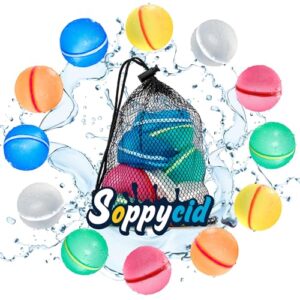 soppycid 20pcs reusable water balloons, pool beach toys for kids, summer fun outdoor water toys games for kids adults outside play, backyard swimming pool party supplies