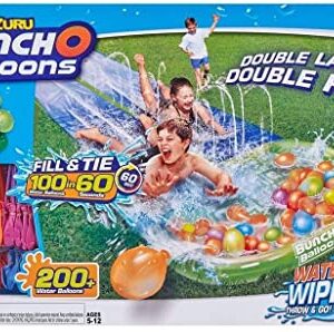 Bunch O Balloons Water Slide Wipeout 2 Lane + 5 Balloon Bunches (165+ Water Balloons) by ZURU Rapid-Filling Self-Sealing Balloons, for Outdoor, Family, Friends, Children Summer Fun