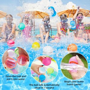 24 PCS Reusable Water Balloons Water Balls, Soft Silicone Quick Fill Balloons Splash Fun,Outdoor Backyard Summer Splash Party Easy Quick Fun Water Fight Game for Swimming Pool