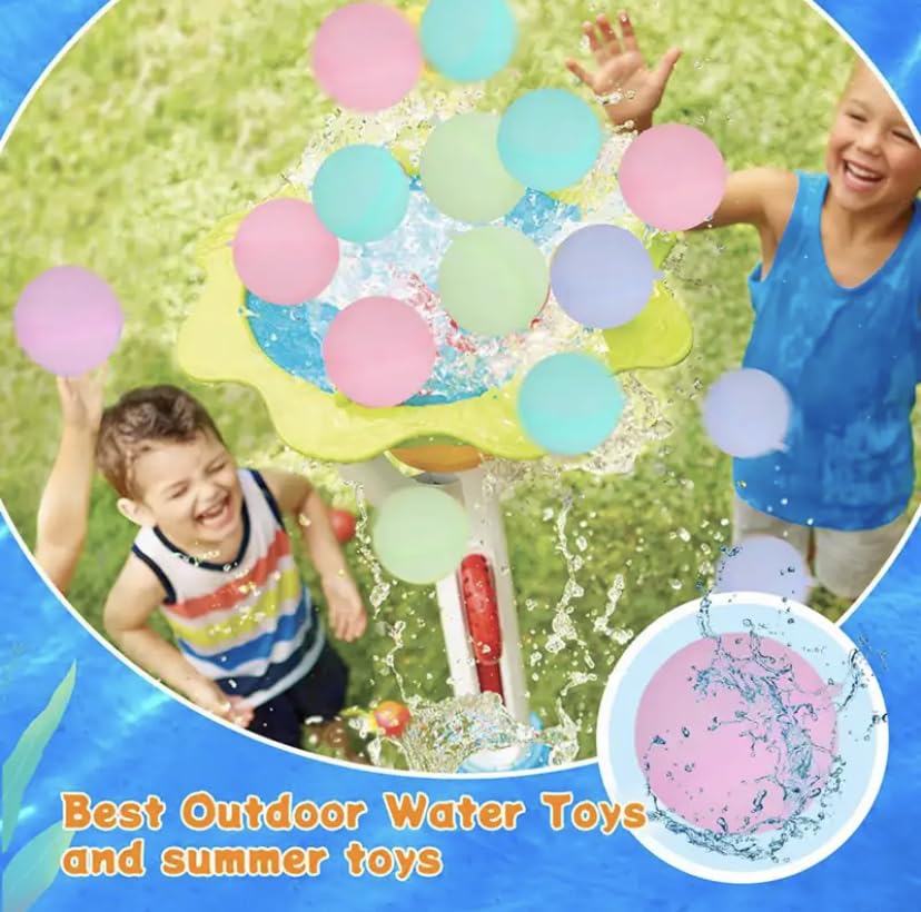 12-Pack Multicolor KODA Reusable Water Balloons: Refillable Summer Water Toys Quick Fill Self-Sealing Soft Silicone Ballons for Water Fights & Bunch of Balloon Water Games Outside for Kids Ages 3-12!