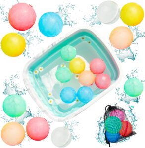 juniore reusable water balloons, easy quick fill & self-sealing water bombs, latex-free soft silicone water splash ball, outdoor water fight, refillable magnetic balls, water summer pool party (8)