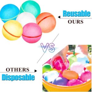 [10 in 1] Magnetic Reusable Water Balloons, Quick Fill Self Sealing Waterfall Water Balls for Kids, Water Bomb Splash Balls for Swimming, 2 Pink 2 Blue 2 Green 2 Yallow 2 Orange