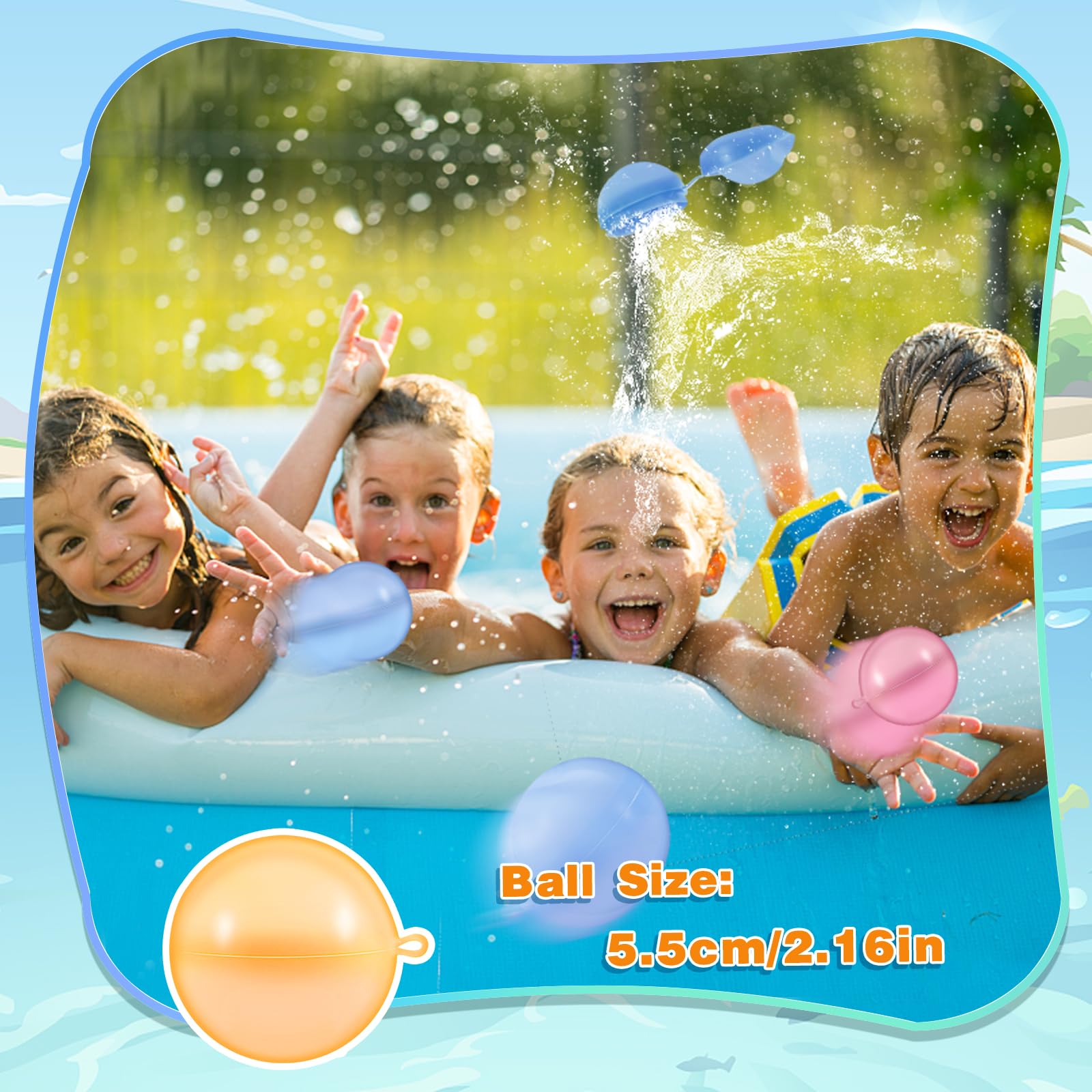 12Pcs Reusable Water Balloons - Silicone Self-Sealing Water Balls, Refillable Water Balls for Boys and Girls, Soft Water Bombs Fun Outdoor Beach Bath Water Toys Summer Swimming Pool Party Supplies