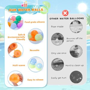 12Pcs Reusable Water Balloons - Silicone Self-Sealing Water Balls, Refillable Water Balls for Boys and Girls, Soft Water Bombs Fun Outdoor Beach Bath Water Toys Summer Swimming Pool Party Supplies