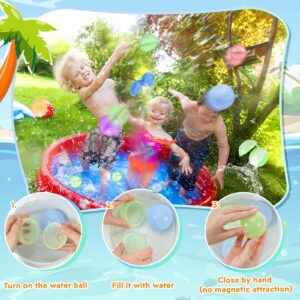 12Pcs Reusable Water Balloons - Silicone Self-Sealing Water Balls, Refillable Water Balls for Boys and Girls, Soft Water Bombs Fun Outdoor Beach Bath Water Toys Summer Swimming Pool Party Supplies
