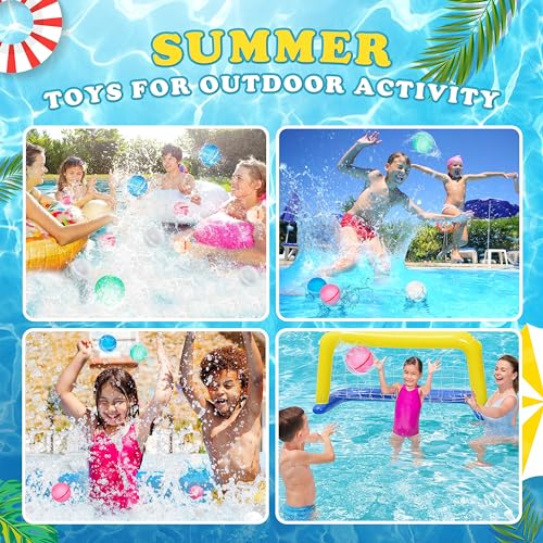 URMONA Reusable Water Balloons for Kids Adults, 30 PCS Summer Beach Party Water Ball, Outdoor Water Toys foar Trampoline, Backyard and Inflatable Pool Game