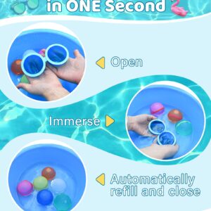 KOKODI Reusable Water Balloons for Kids, Self-Sealing Splash Water Balls Refillable, Quick Fill Pool Toys for Kids Games Outdoor (4 PCS)