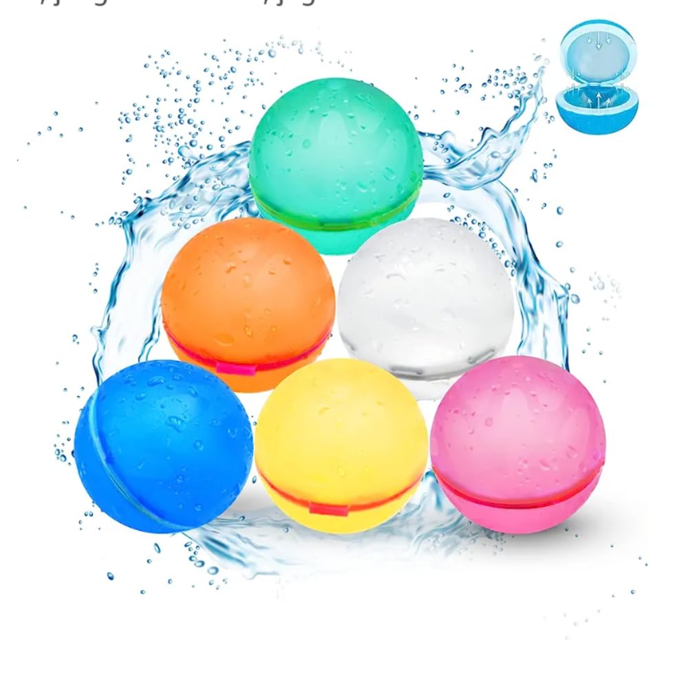 Reusable Water Balloons Magnetic- 6 Pack Silicone Water Balloons for Kids and Adults- Refillable Self Sealing Water Bomb Balloons- Vibrant Colors Perfect for Summer Parties- Water Bombs Splash Balls