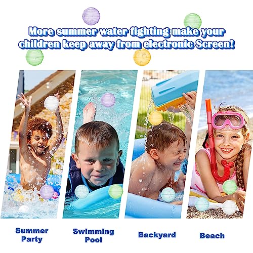 16Pcs Reusable Water Balloons, water balloons quick fill, Silicone Water Toys for Water Games Outside Summer Fun Party, Self Sealing Magnetic water balloons, Silicone Water Bombs with Mesh Bag.
