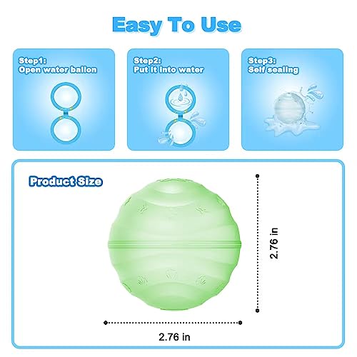 16Pcs Reusable Water Balloons, water balloons quick fill, Silicone Water Toys for Water Games Outside Summer Fun Party, Self Sealing Magnetic water balloons, Silicone Water Bombs with Mesh Bag.