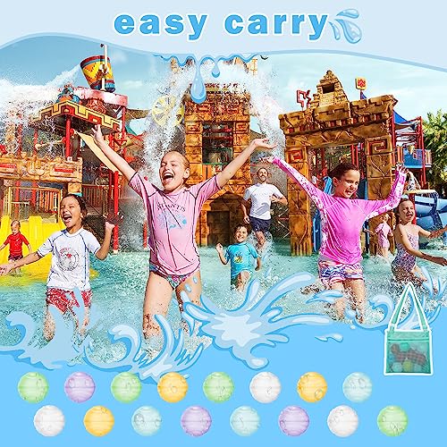16Pcs Reusable Water Balloons, water balloons quick fill, Silicone Water Toys for Water Games Outside Summer Fun Party, Self Sealing Magnetic water balloons, Silicone Water Bombs with Mesh Bag.