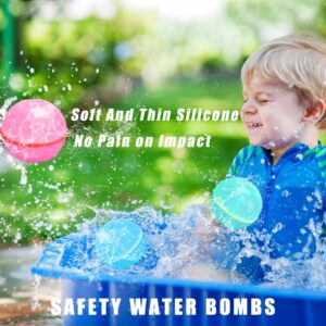 Sopco 12 PCS Reusable Water Balloons Quick Fill Self Sealing Magnetic Water Balls for kids Silicone Water Bomb for Swimming Pool Water Fight Game Summer Splash Fun Party Toys