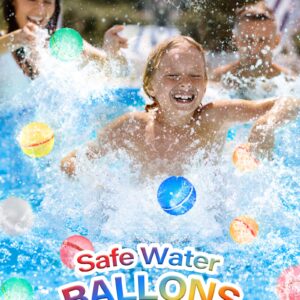 SOPPYCID Water Balloons Reusable, Summer Water Balls for Boys and Girls, Easy to Fill, Fun For Kids Ages 3-12, Water Splash Ball Pool Beach toys for Water Balloon Fights, Bath time, Pool-4Pack